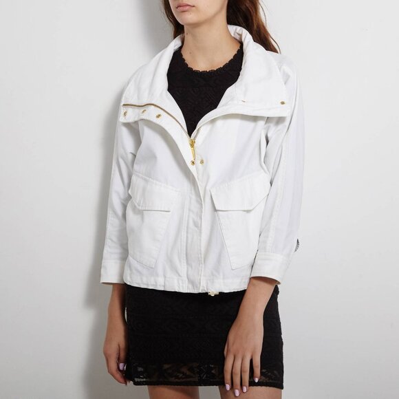 MICHAEL Michael Kors Jackets & Blazers - MICHAEL MICHAEL KORS WOMEN'S SIZE LARGE WHITE SNAP FULL ZIP JACKET FLAP POCKETS.